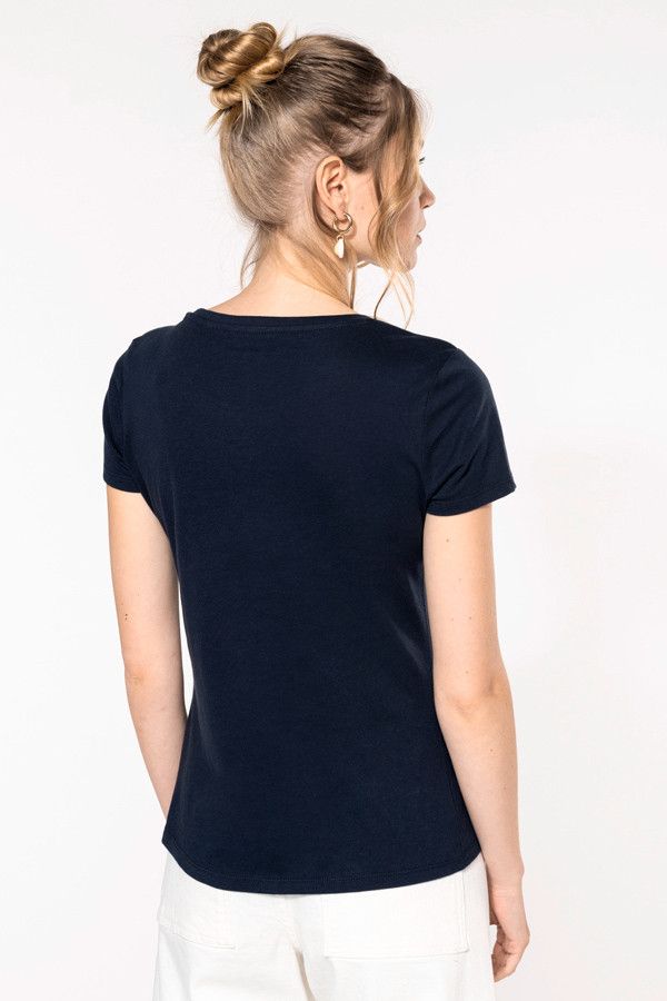 T-shirt femme personnalisable en coton bio - Couleur noir - Vue de dos - Marque Kariban