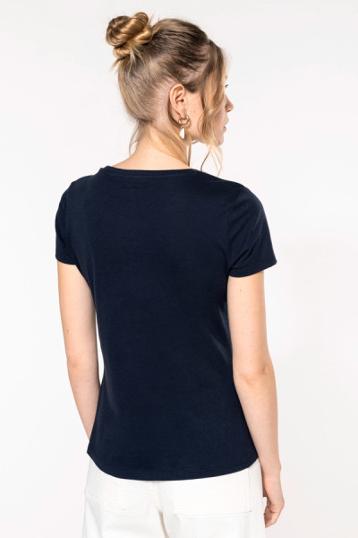 T-shirt femme personnalisable en coton bio - Couleur noir - Vue de dos - Marque Kariban