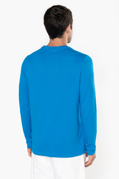T-shirt masculin vue de dos couleur bleu manches longues -  Personnalisable - Marque Kariban