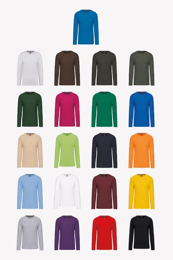 Nuancier couleurs t-shirt manches longues personnalisables
