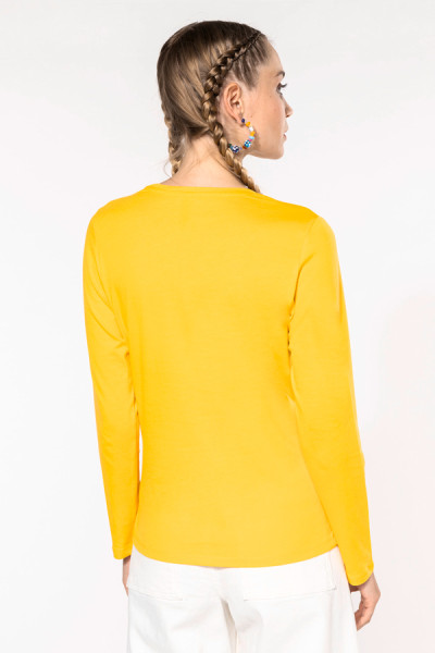 T-shirt femme personnalisable Manches longues - Couleur jaune - Vue dos portée - Marque Kariban T-shirt femme personnalisable Manches longues - Couleur jaune - Vue dos portée - Marque Kariban