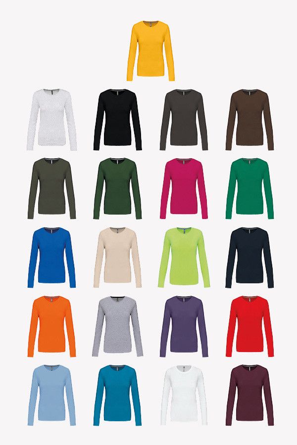 Nuancier couleurs t-shirt manches longues personnalisables - 21 teintes