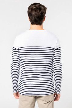 Marinière homme personnalisable en coton Manches longues - Vue de face - Couleur blanc marine - Marque Kariban 2