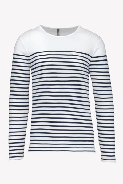Marinière manches longues personnalisable coupe homme - Couleur Blanc-Navy - Vue packshot - Marque Kariban