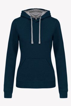 Sweat-shirt femme personnalisable à capuche contrastée - Vue de face - Couleur navy - Marque Kariban 2