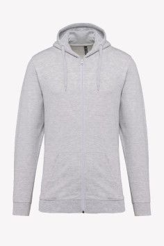 Sweat-shirt personnalisable zippé à capuche. Coupe unisexe porté par un homme et une femme. Vue de face - Marque Kariban 2