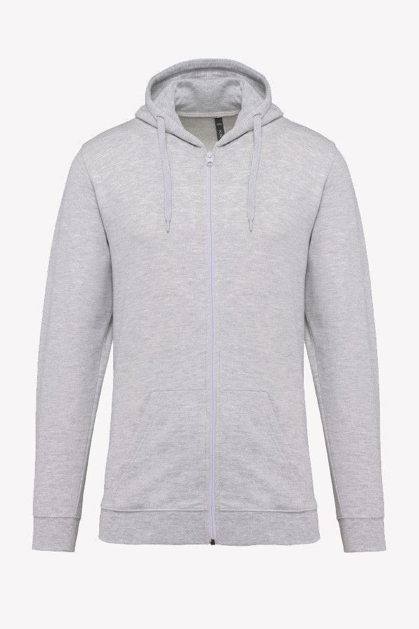 Sweat-shirt personnalisable zippé à capuche. Coupe unisexe. Couleur gris - Vue packshot - Marque Kariban