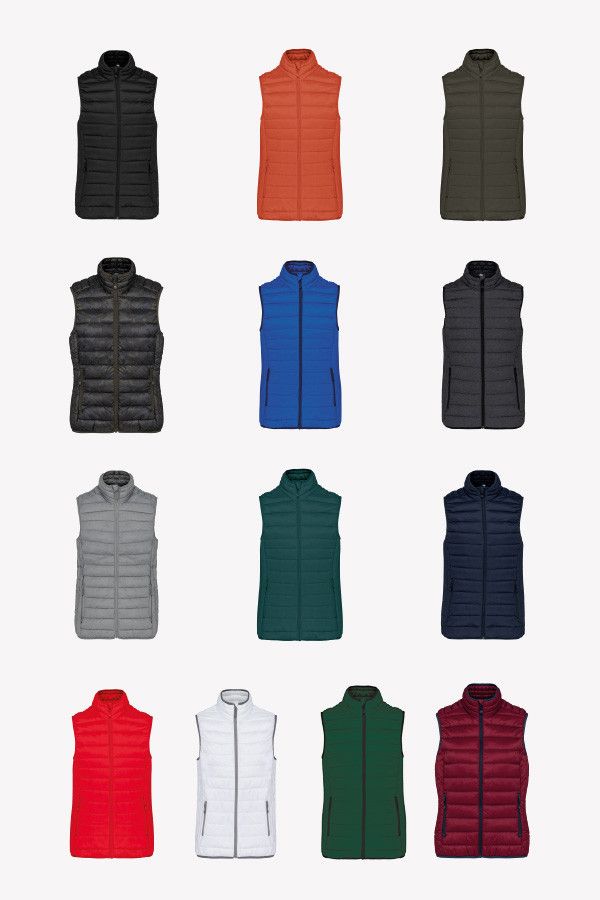 Nuancier doudoune sans manche femme personnalisable. Couleur vert - Marque Kariban