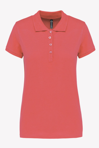 Polo femme manches courtes personnalisable. Packshot. Couleur corail - Marque Kariban Polo femme manches courtes personnalisable. Packshot. Couleur corail - Marque Kariban
