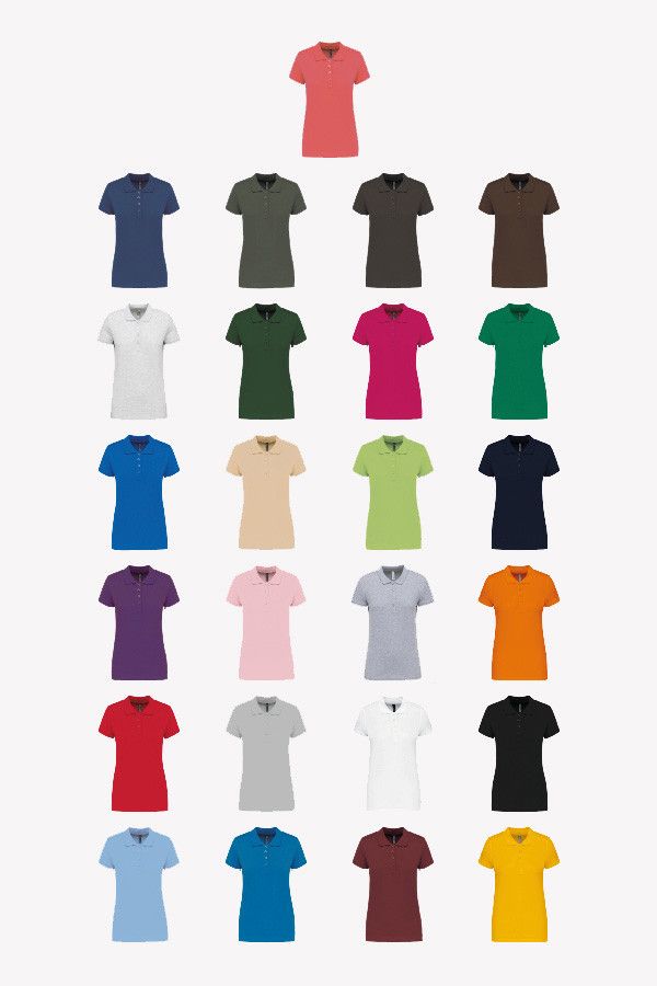Nuancier polo femme manches courtes. Couleur corail - Marque Kariban