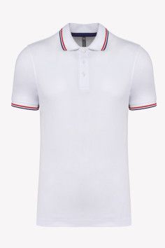 Polo homme personnalisable manches courtes. Couleur blanc avec liseré colorés - Marque Kariban 2