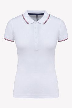 Polo femme personnalisable manches courtes. Couleur blanc avec liserés colorés - Marque Kariban 2