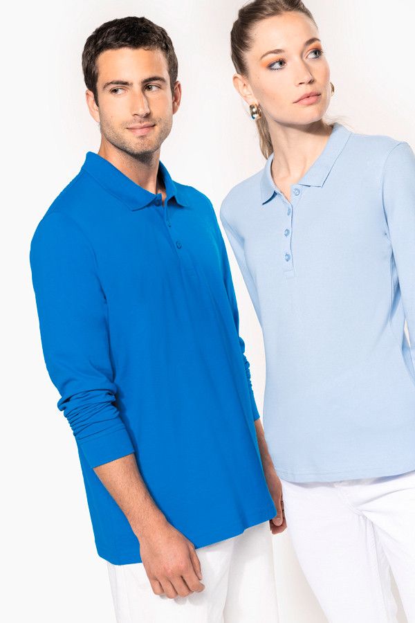 Couple polo manche longues. Polo à broder ou à floquer chez Belibrod