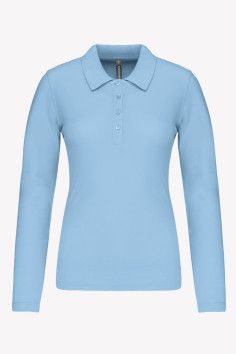Polo personnalisable. Polo féminin piqué manches longues. Couleur sky blue - Marque Kariban 2