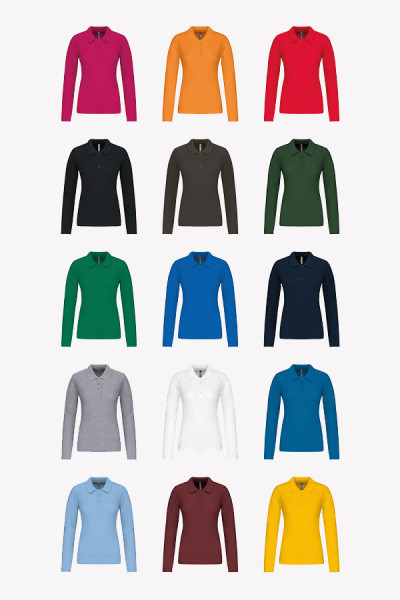 Nuancier polo féminin piqué manches longues à personnaliser 15 couleurs disponibles. Couleur sky blue - Marque Kariban Nuancier polo féminin piqué manches longues à personnaliser 15 couleurs disponibles. Couleur sky blue - Marque Kariban