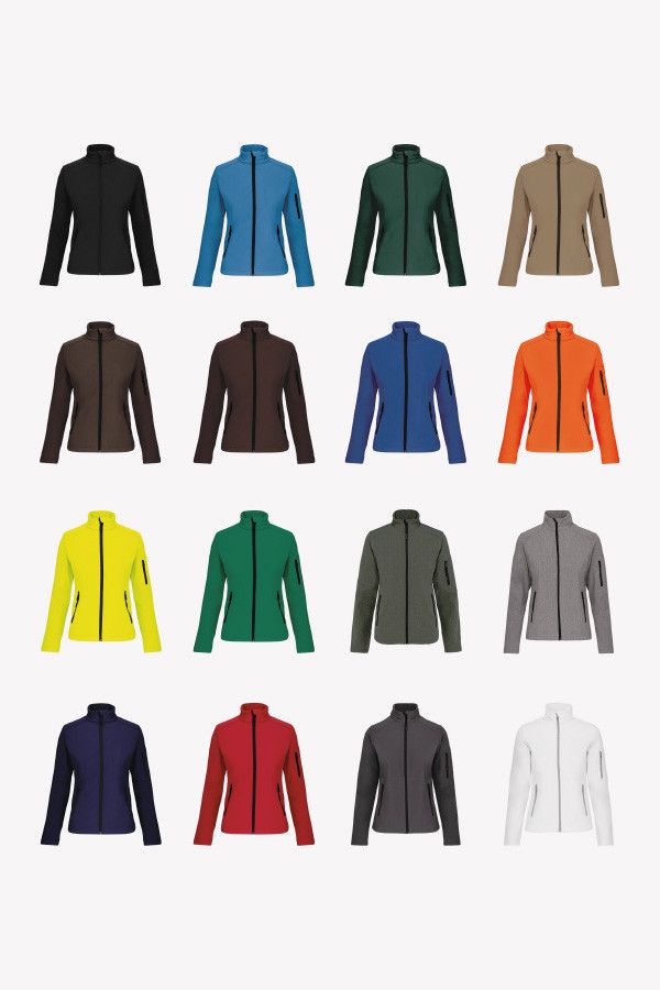 Nuancier veste softshell femme. 15 déclinaisons couleurs