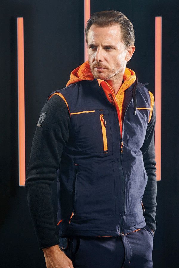 Gilet homme sans manche personnalisable. Stretch et imperméable. Couleur deep blue. Marque UPower