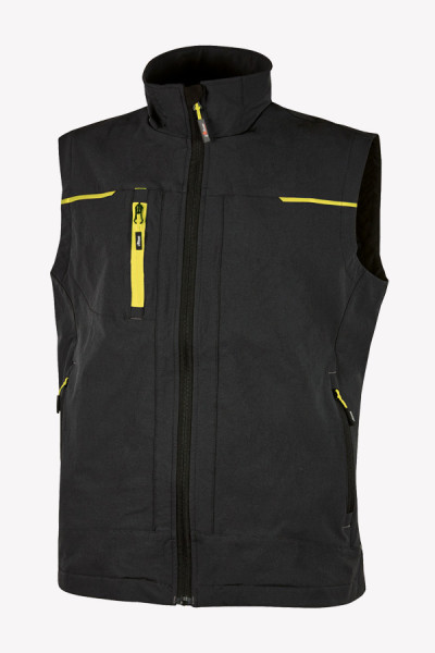 Gilet homme sans manche personnalisable. Stretch et imperméable. Vue packshot - Couleur black carbon. Marque UPower Gilet homme sans manche personnalisable. Stretch et imperméable. Vue packshot - Couleur black carbon. Marque UPower
