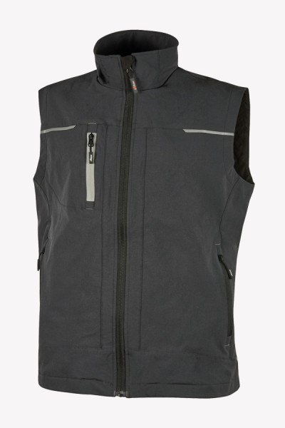 Gilet homme sans manche personnalisable. Stretch et imperméable. Vue packshot - Couleur asphaltgrey. Marque UPower Gilet homme sans manche personnalisable. Stretch et imperméable. Vue packshot - Couleur asphaltgrey. Marque UPower