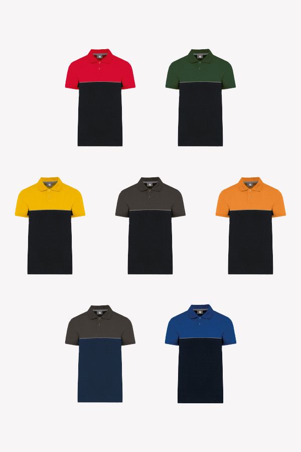 Nuancier polo bicolore écoresponsable personnalisable - 7 couleurs disponibles -  Marque Workteam