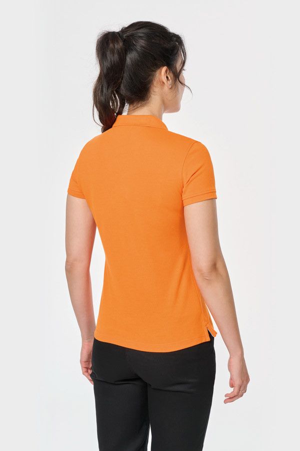 Polo femme uni personnalisable - Couleur orange - Vue de dos - Marque Workteam