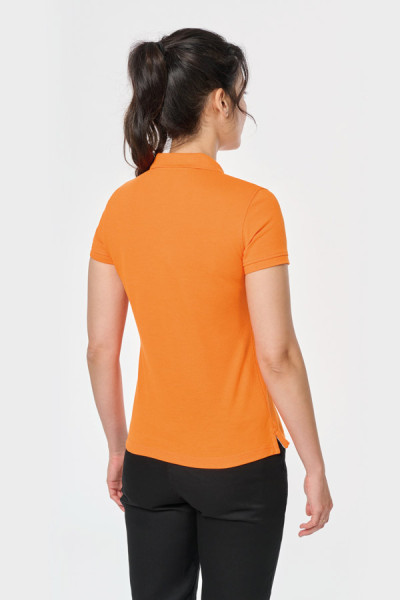 Polo femme uni personnalisable - Couleur orange - Vue de dos - Marque Workteam Polo femme uni personnalisable - Couleur orange - Vue de dos - Marque Workteam