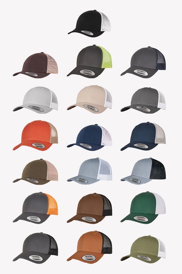Nuancier casquette Retro Trucker - 19 teintes disponibles - Marque Flexfit