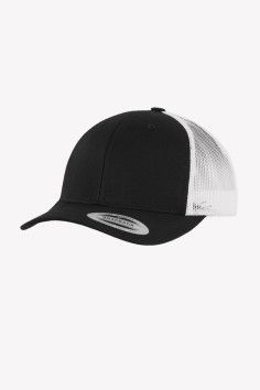 Casquette Retro Trucker blanc noir personnalisable. Portée par une homme - Marque Flexfit 2
