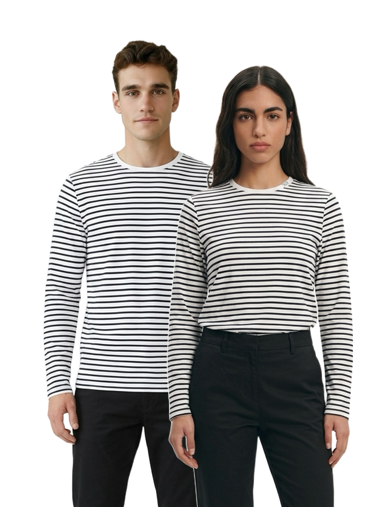 Tshirt manches longues rayé unisexe sfm204 duo mannequins