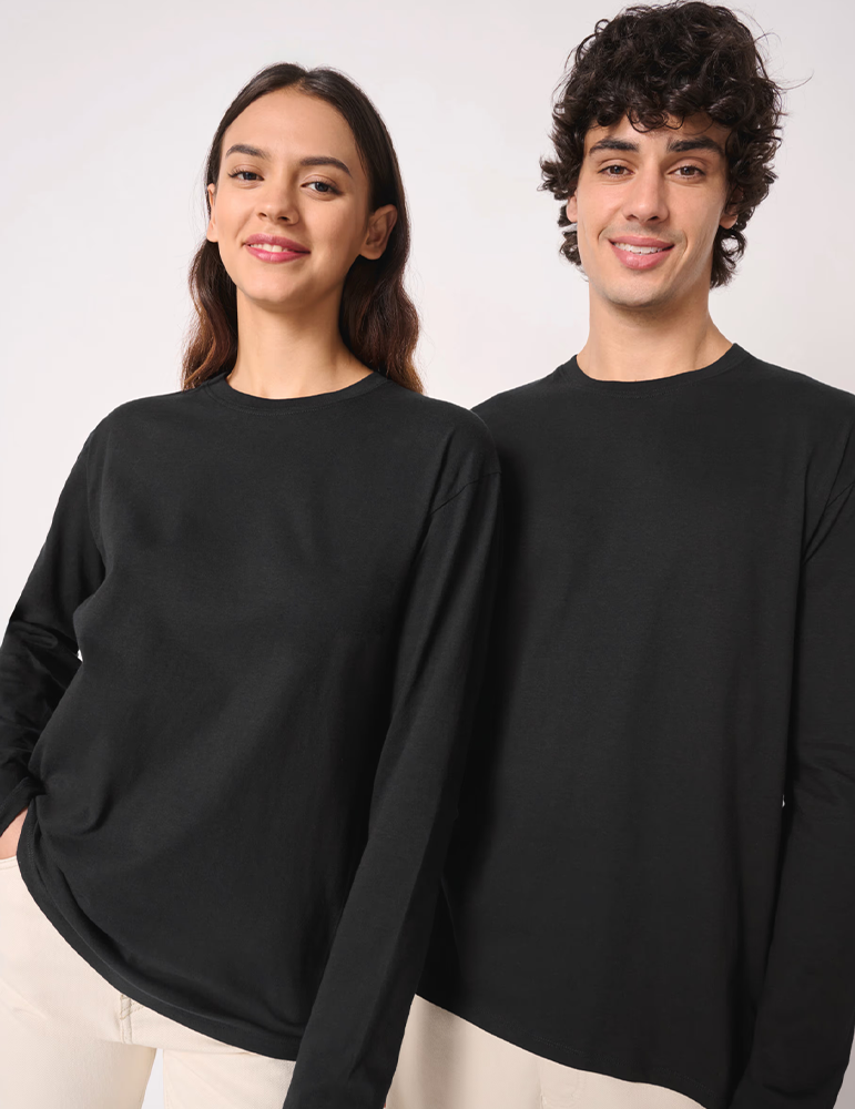 Tshirt manches longues unisexe IB323 idealblack duo mannequins