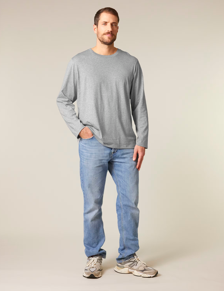 Tshirt manches longues unisexe sfm204 heathergrey mannequin