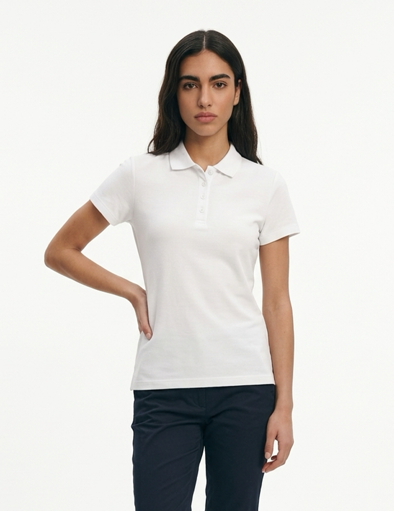 Polo piqué manches courtes femme IB221 idealwhite mannequin
