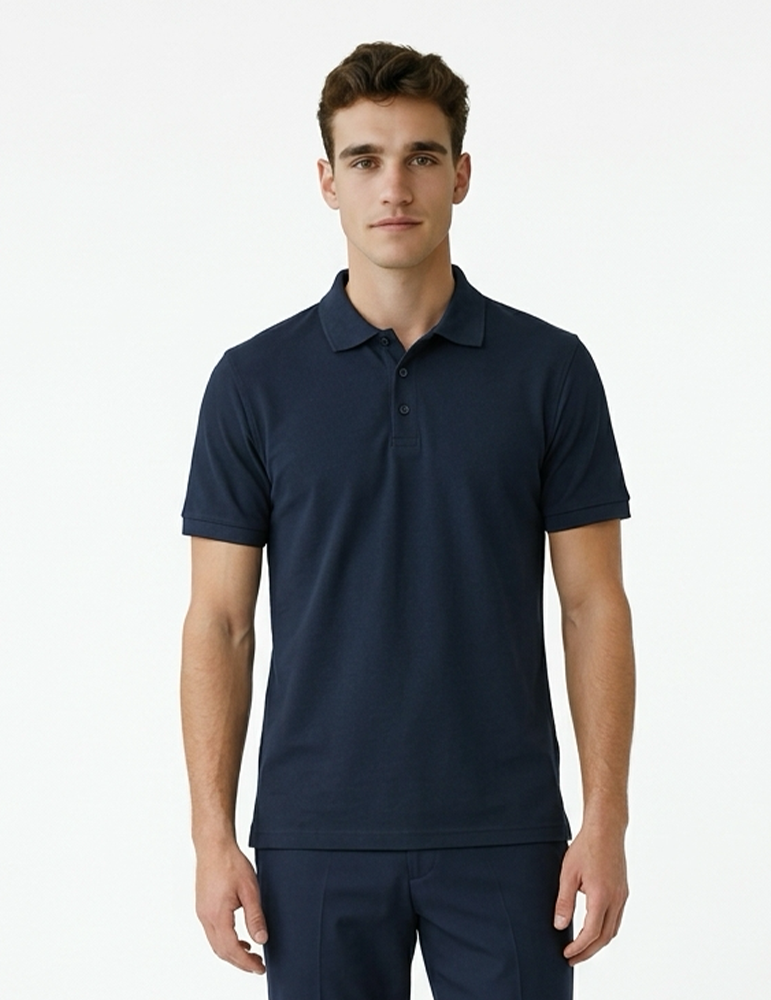 Polo piqué manches courtes homme IB220 idealnavy mannequin