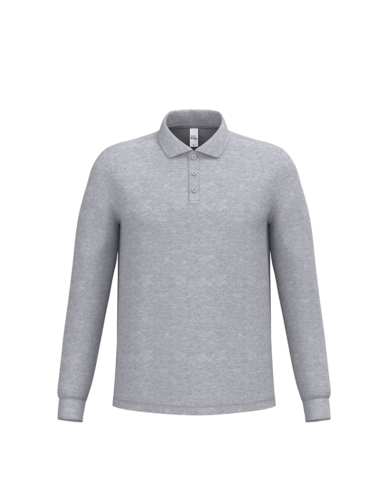 Polo pique manches longues homme IB222 idealoxfordgrey article
