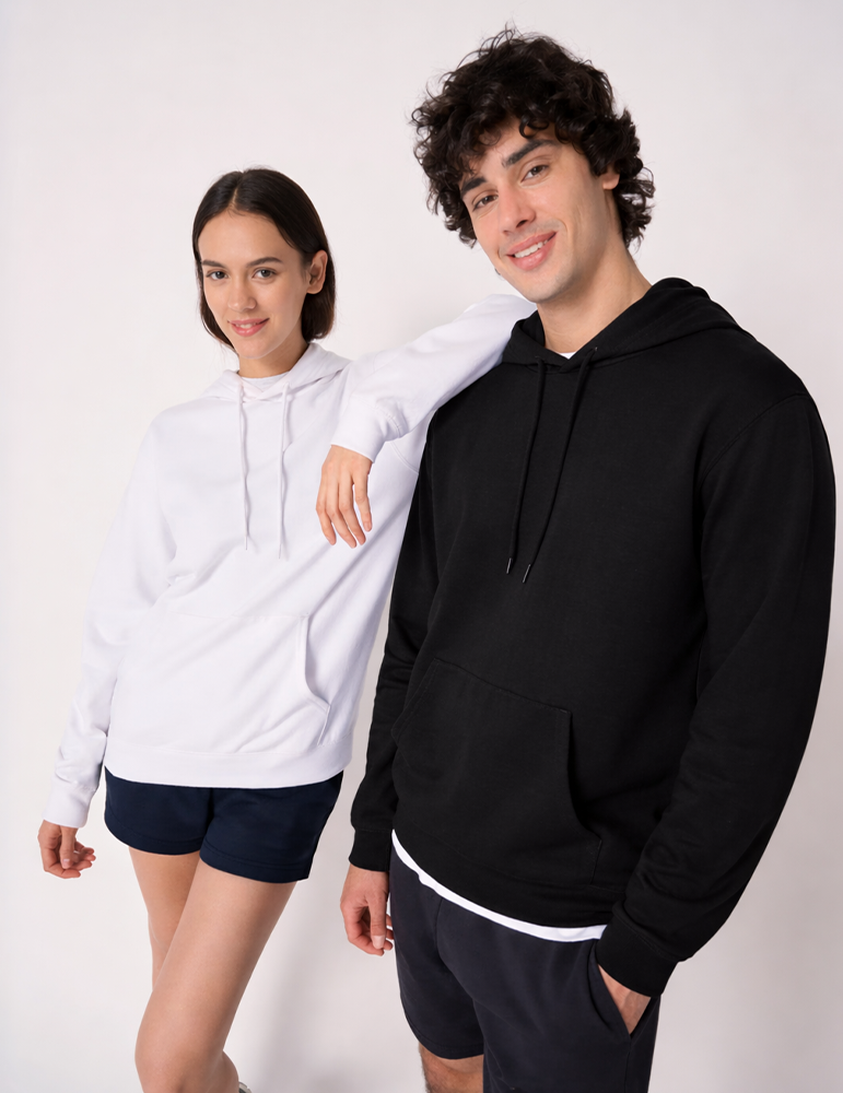 Sweat capuche unisexe IB402 duo mannequins