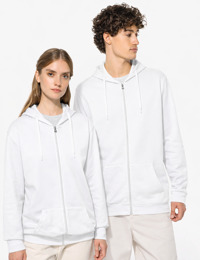 Sweat capuche zippé k479 white duo mannequins