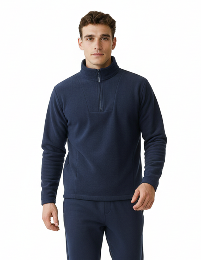 Polaire col zippé unisexe R33 navy mannequin