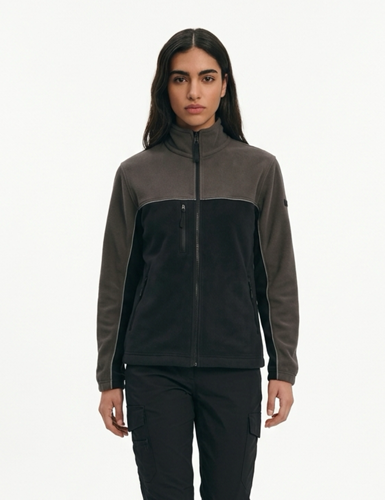 Polaire bicolore zippée unisexe WK904 black darkgrey mannequin
