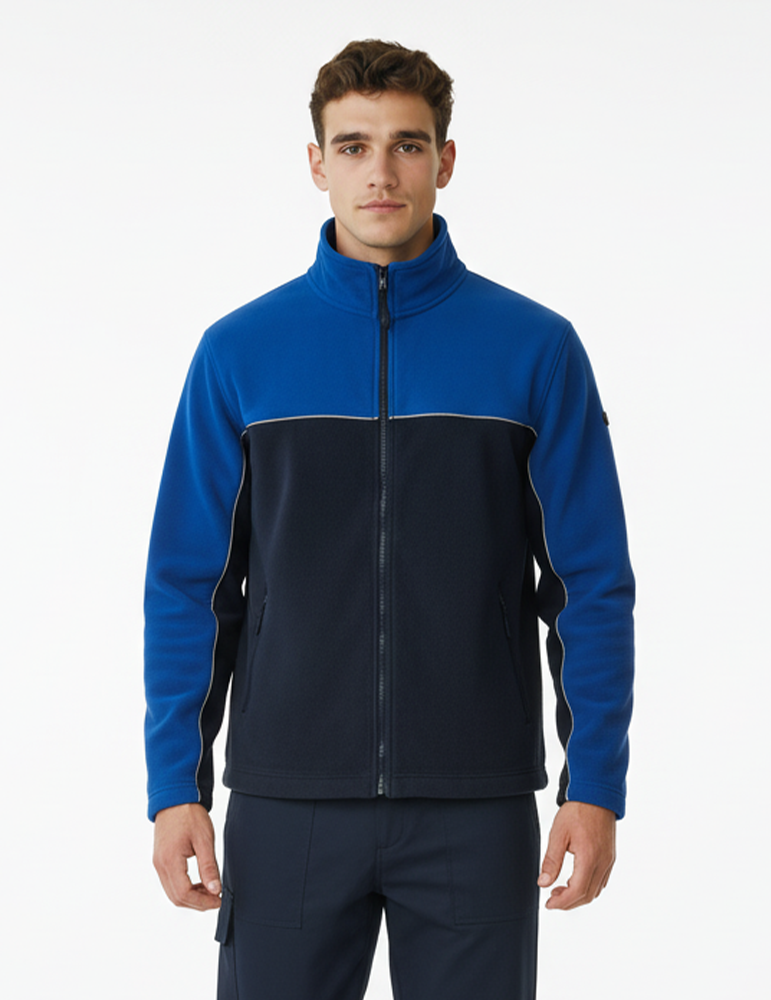 Polaire bicolore zippée WK904 navy royalblue mannequin