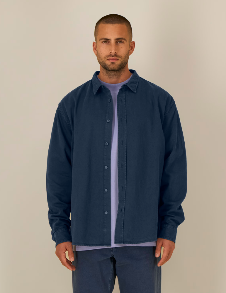 Chemise coton unisexe STW975 dyednavy mannequin