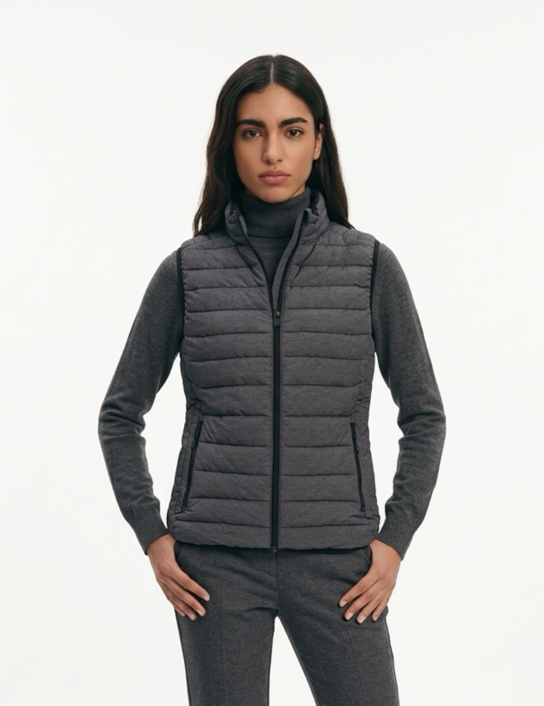 Doudoune sansmanches femme K6114 marldarkgrey mannequin