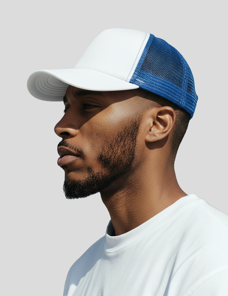 Casquette trucker kp158 white royalblue mannequin