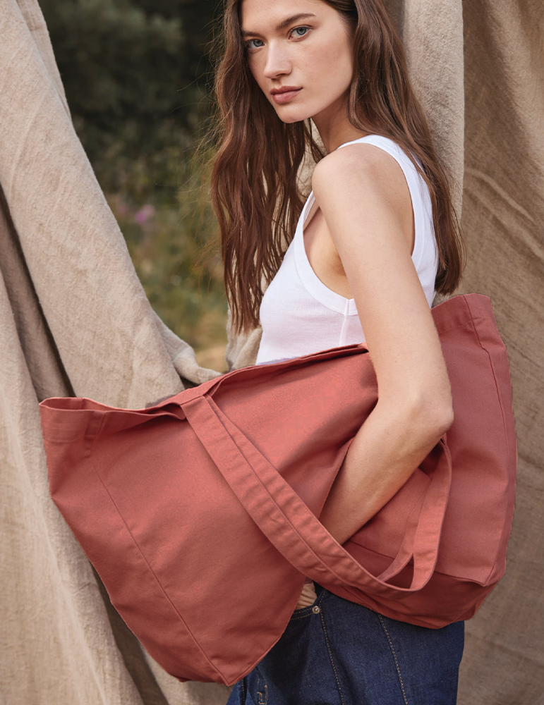 Sac shopping coton ki3212 washedpinkochre mannequin