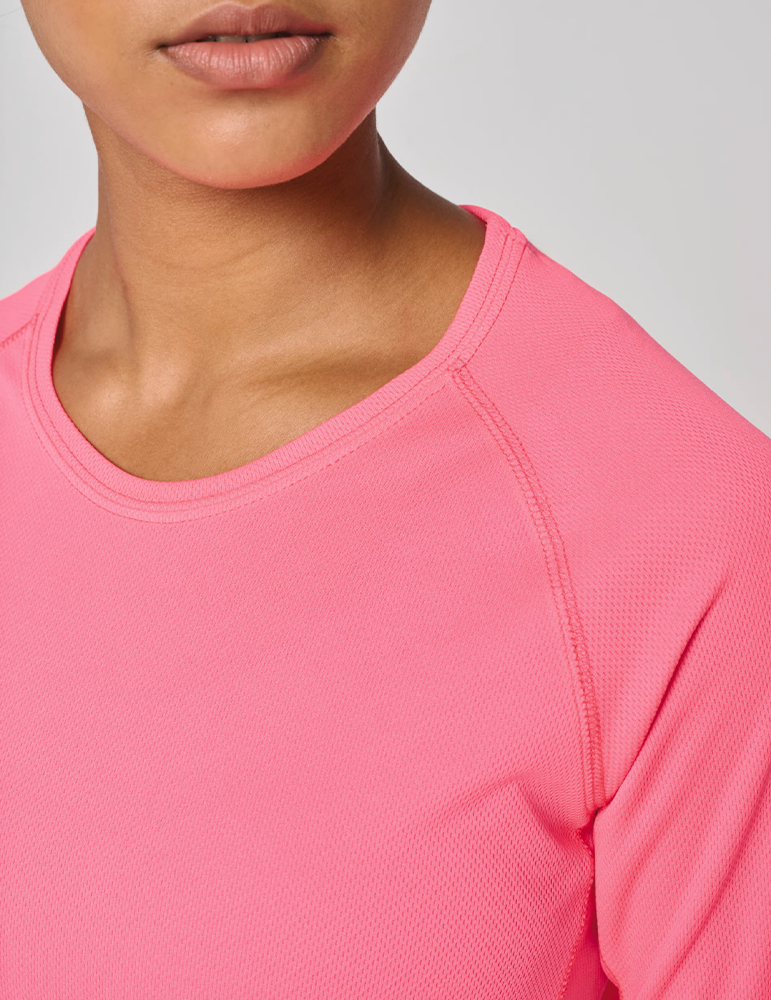 T shirt manches longues sport femme PA444 fluorescentpink focus2