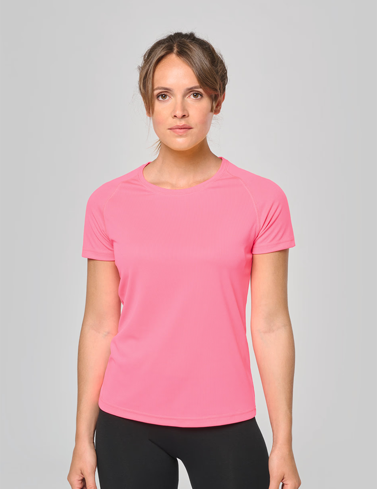 Tshirt manches courtes femme sport PA439 fluorescentpink mannequin